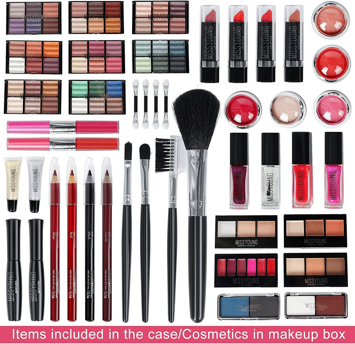 All-in-One Make-up Box Set Multi-purpose Cosmetic Storage Beauty Case Professional Contain Eyeshadow Concealer Lip gloss Blusher Compact Powder Eyebrow and Makeup Pencil Brush #1
