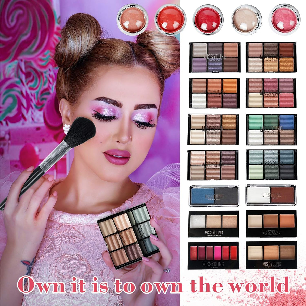 All-in-One Make-up Box Set Multi-purpose Cosmetic Storage Beauty Case Professional Contain Eyeshadow Concealer Lip gloss Blusher Compact Powder Eyebrow and Makeup Pencil Brush #1