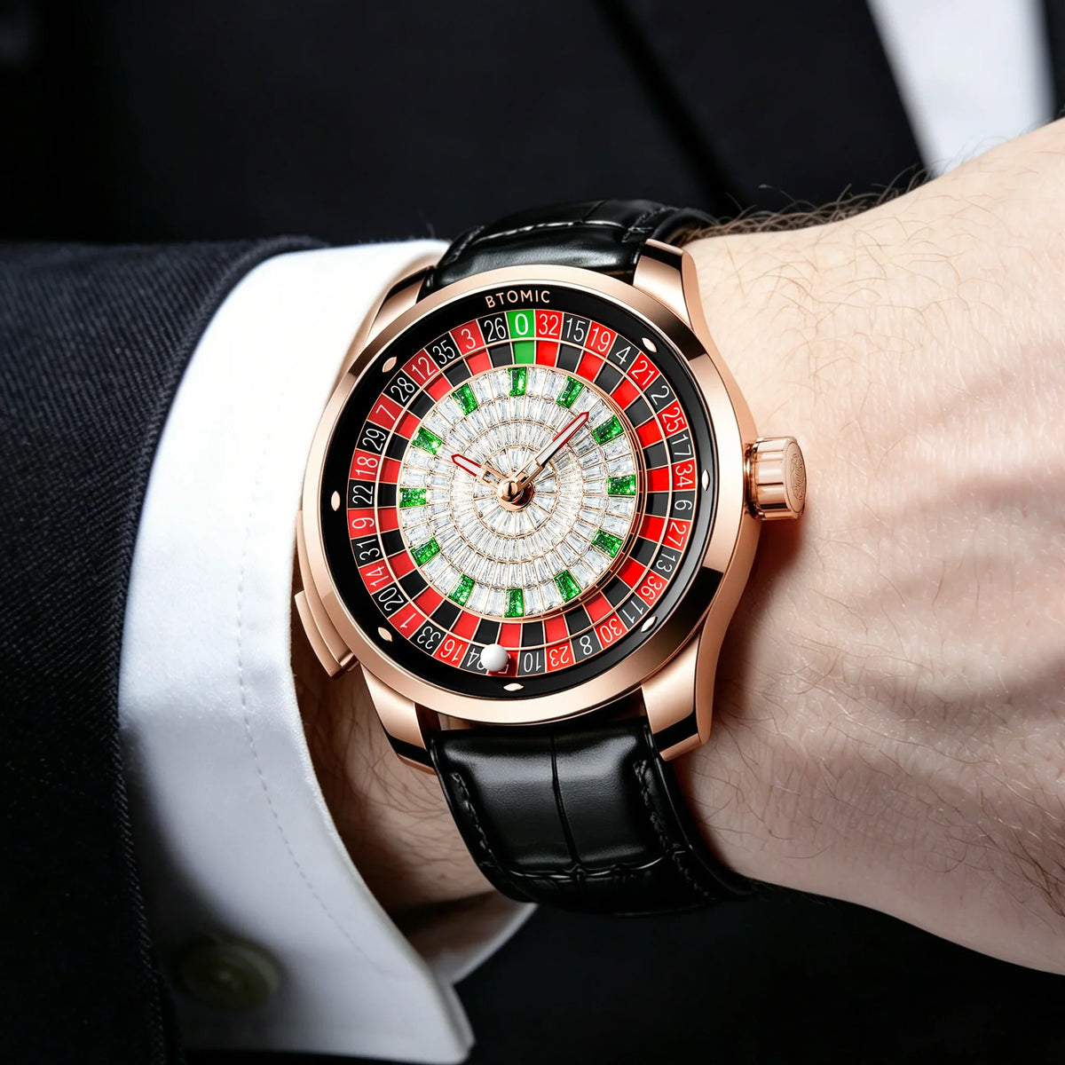 1.8 Inches Roulette Wheel Automatic Watches for Men || ساعات أوتوماتيكية للرجال بتصميم عجلة الروليت (قطر 1.8 بوصة)